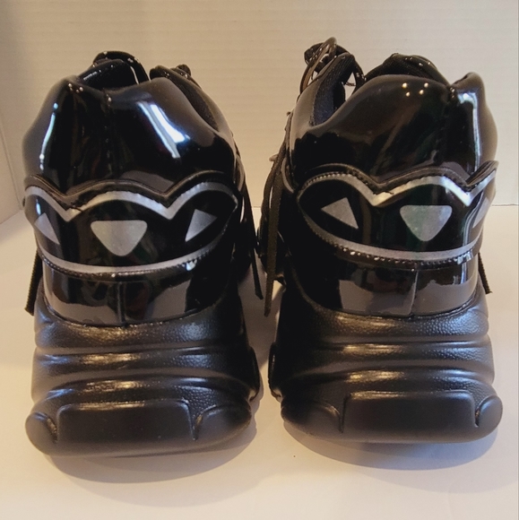 NWOT Platform Black Strappy Sneakers - Picture 7 of 12
